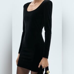 Mango  velvet black dress